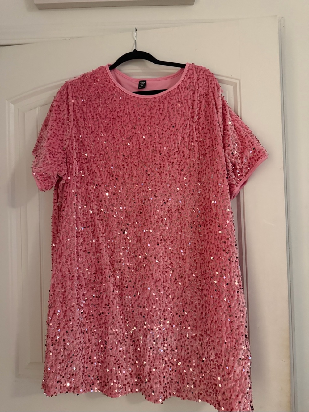 Source Unknown Pink Short Sleeve Sequin Dress